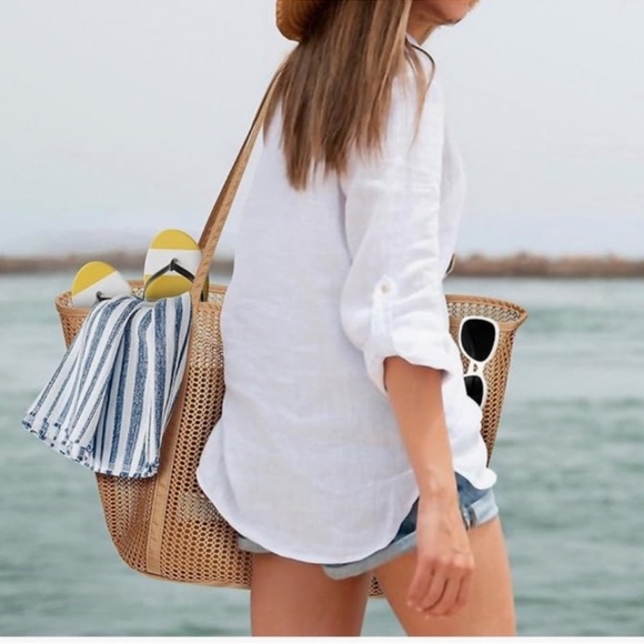 NEW Tan Mesh Tote Bag - Picture 6 of 7